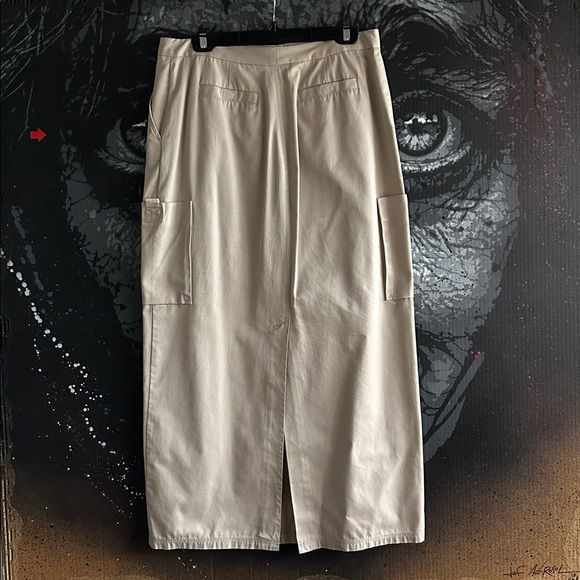 Giorgio ARMANI MAXI EXTRA LONG PARCHMENT 100% COTTON POPLIN SKIRT SIZE LARGE - Picture 3 of 8